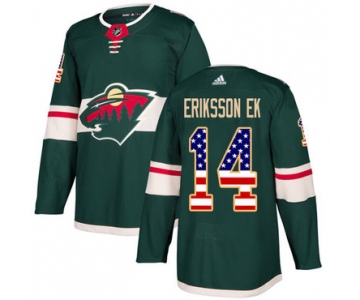 Adidas Wild #14 Joel Eriksson Ek Green Home Authentic USA Flag Stitched NHL Jersey