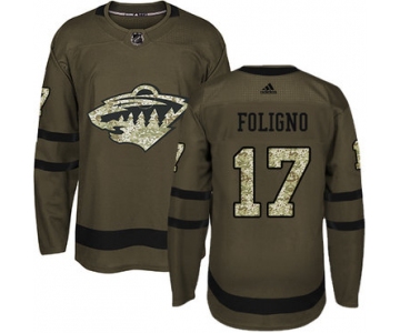 Adidas Wild #17 Marcus Foligno Green Salute to Service Stitched NHL Jersey