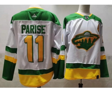Men's Minnesota Wild #11 Zach Parise 2021 White Retro Stitched NHL Jersey