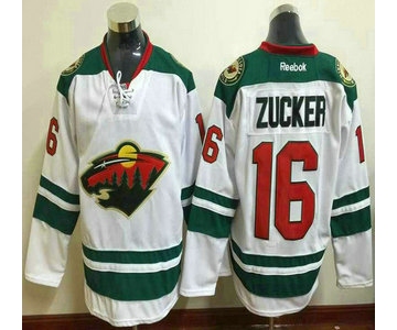 Men's Minnesota Wild #16 Jason Zucker Reebok White Away Premier Jersey