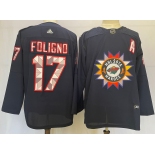 Men's Minnesota Wild #17 Marcus Foligno 2022 Navy Native American Heritage Day Stitched Jersey
