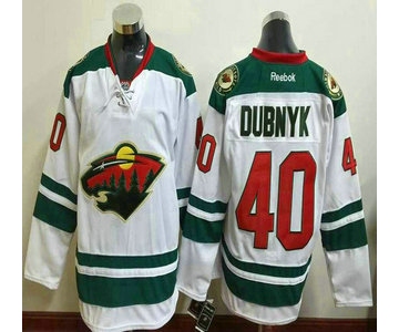 Men's Minnesota Wild #40 Devan Dubnyk Reebok White Away Premier Jersey