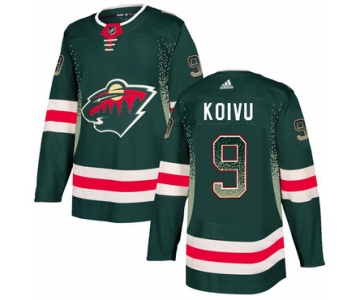Men's Minnesota Wild #9 Mikko Koivu Green Drift Fashion Adidas Jersey
