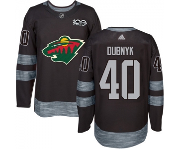 Wild #40 Devan Dubnyk Black 1917-2017 100th Anniversary Stitched NHL Jersey