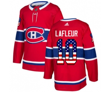 Adidas Canadiens #10 Guy Lafleur Red Home Authentic USA Flag Stitched NHL Jersey