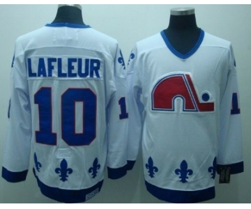 Quebec Nordiques #10 Guy Lafleur White Throwback CCM Jersey
