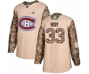 Adidas Canadiens #33 Patrick Roy Camo Authentic 2017 Veterans Day Stitched NHL Jersey