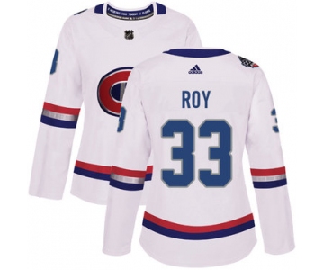 Adidas Montreal Canadiens #33 Patrick Roy White Authentic 2017 100 Classic Women's Stitched NHL Jersey