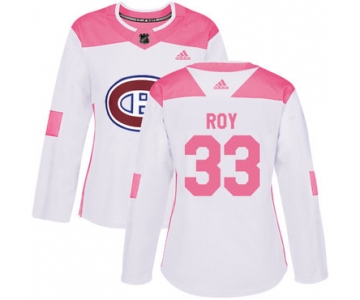 Adidas Montreal Canadiens #33 Patrick Roy White Pink Authentic Fashion Women's Stitched NHL Jersey