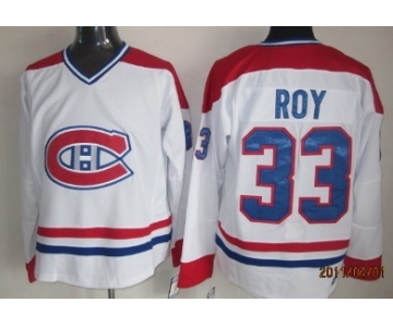 Montreal Canadiens #33 Patrick Roy White Throwback CCM Jersey