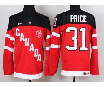 2014/15 Team Canada #31 Carey Price Red 100TH Jersey