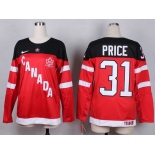2014/15 Team Canada #31 Carey Price Red 100TH Womens Jersey