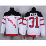 2014/15 Team Canada #31 Carey Price White 100TH Kids Jersey