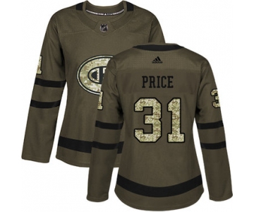 Adidas Montreal Canadiens #31 Carey Price Green Salute to Service Women's Stitched NHL Jersey