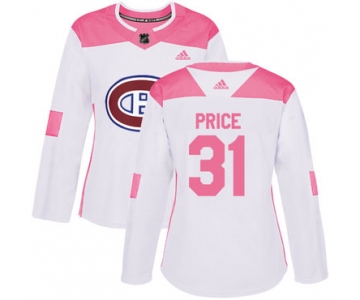 Adidas Montreal Canadiens #31 Carey Price White Pink Authentic Fashion Women's Stitched NHL Jersey