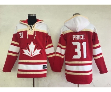 Men's Team Canada #31 Carey Price 2016 World Cup of Hockey Red Stitched Old Time Hockey Hoodie