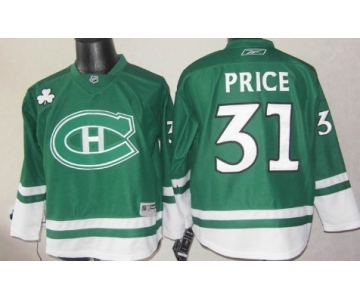 Montreal Canadiens #31 Carey Price St. Patrick's Day Green Kids Jersey