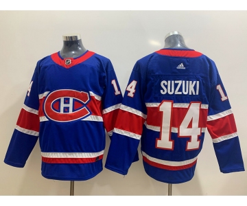 Men's Montreal Canadiens #14 Nick Suzuki Blue Adidas 2020-21 Alternate Authentic Player NHL Jersey