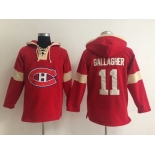 2014 Old Time Hockey Montreal Canadiens #11 Brendan Gallagher Red Hoodie