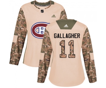 Adidas Montreal Canadiens #11 Brendan Gallagher Camo Authentic 2017 Veterans Day Women's Stitched NHL Jersey