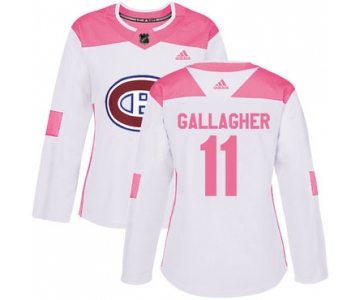 Adidas Montreal Canadiens #11 Brendan Gallagher White Pink Authentic Fashion Women's Stitched NHL Jersey