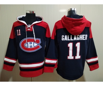 Men's Hockey Montreal Canadiens #11 Brendan Gallagher Navy Blue Hoodie