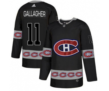 Men's Montreal Canadiens #11 Brendan Gallagher Black Team Logos Fashion Adidas Jersey