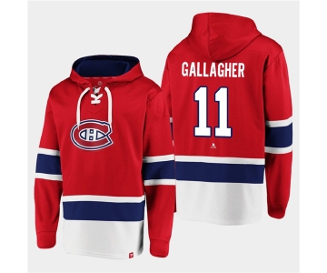 Men's Montreal Canadiens #11 Brendan Gallagher Red Ageless Must-Have Lace-Up Pullover Hoodie