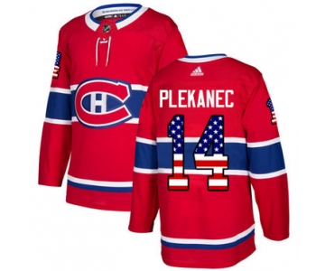 Adidas Canadiens #14 Tomas Plekanec Red Home Authentic USA Flag Stitched NHL Jersey