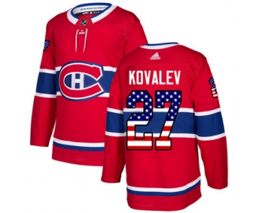 Adidas Canadiens #27 Alexei Kovalev Red Home Authentic USA Flag Stitched NHL Jersey