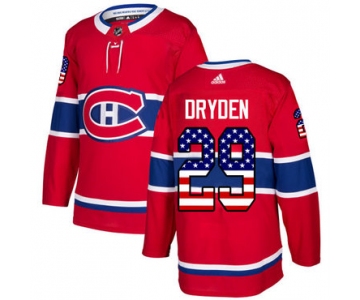 Adidas Canadiens #29 Ken Dryden Red Home Authentic USA Flag Stitched NHL Jersey