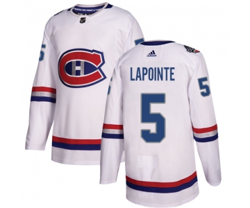 Adidas Canadiens #5 Guy Lapointe White Authentic 2017 100 Classic Stitched NHL Jersey
