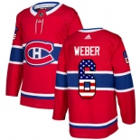 Adidas Canadiens #6 Shea Weber Red Home Authentic USA Flag Stitched NHL Jersey