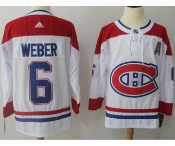 Adidas Canadiens #6 Shea Weber White Road Authentic Stitched NHL Jersey