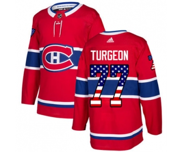 Adidas Canadiens #77 Pierre Turgeon Red Home Authentic USA Flag Stitched NHL Jersey