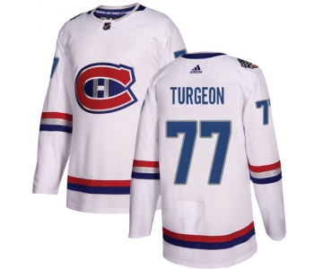 Adidas Canadiens #77 Pierre Turgeon White Authentic 2017 100 Classic Stitched NHL Jersey