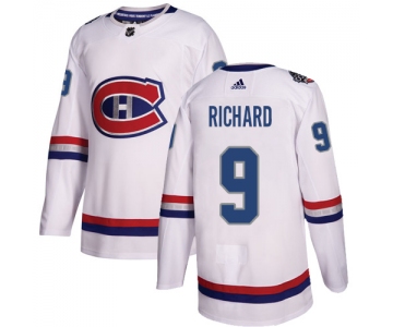 Adidas Canadiens #9 Maurice Richard White Authentic 2017 100 Classic Stitched NHL Jersey