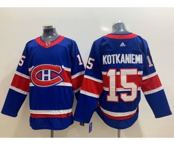 Men's Montreal Canadiens #15 Jesperi Kotkaniemi Blue Adidas 2020-21 Alternate Authentic Player NHL Jersey