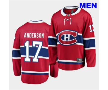 Men's Montreal Canadiens #17 Josh Anderson 2020-21 Home Men Red Breakaway Player Jersey