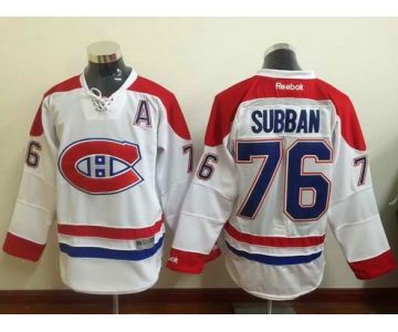 Men's Montreal Canadiens #76 P.K. Subban Reebok White 2015-16 Away Premier NHL Jersey