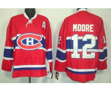 Montreal Canadiens #12 Dickie Moore Red Throwback CCM Jersey