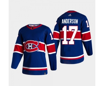 Montreal Canadiens #17 Josh Anderson Reverse Retro 2020-21 Authentic Blue Jersey