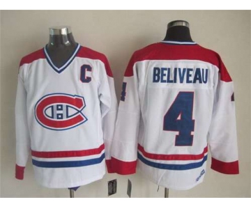 Montreal Canadiens #4 Jean Beliveau White CCM Vintage Throwback Jersey
