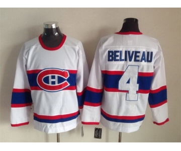 Montreal Canadiens #4 Jean Beliveau White Throwback CCM Jersey