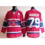 Montreal Canadiens #79 Andrei Markov Red CA Jersey