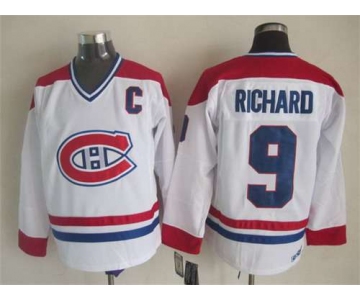 Montreal Canadiens #9 Maurice Richard White CCM Vintage Throwback Jersey