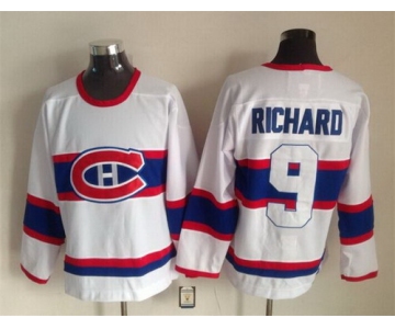 Montreal Canadiens #9 Maurice Richard White Throwback CCM Jersey