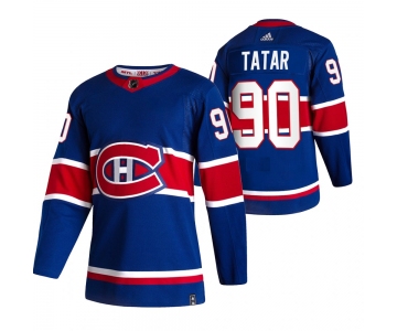 Montreal Canadiens #90 Tomas Tatar Blue Men's Adidas 2020-21 Reverse Retro Alternate NHL Jersey