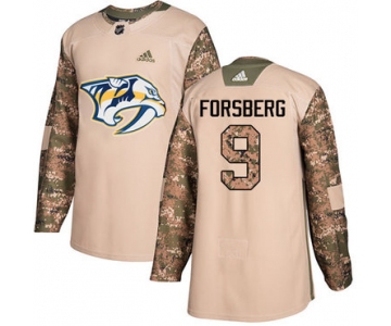 Adidas Nashville Predators #9 Filip Forsberg Camo Authentic 2017 Veterans Day Stitched Youth NHL Jersey