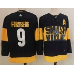 Men's Nashville Predators #9 Filip Forsberg Black 2022 Stadium Series adidas Stitched NHL Jersey
